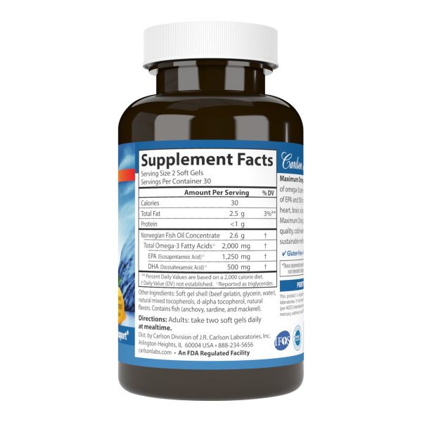 Maximum Omega 2000 Supplement Facts in the back of the Bottle